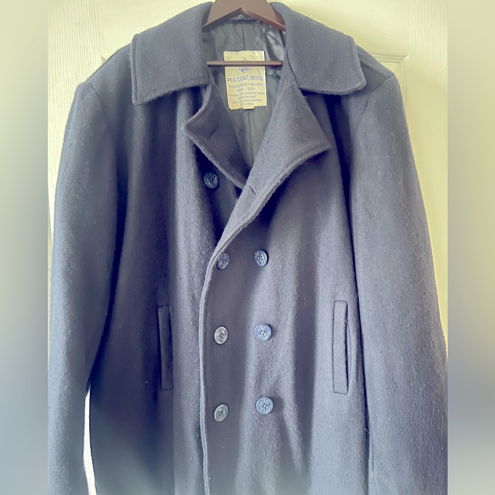 Men’s 3XL Navy Blue Wool Pea Coat NWT